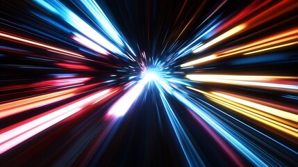 Leinwandbilder - Explosive Light Bursts in Dynamic Neon Speed Motion Art : Generative AI
