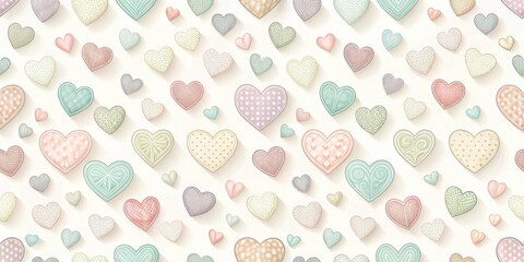 Poster - Pastel Hearts Seamless Pattern Design Lovely Background for Valentine's Day, Wedding Invitations, or Romantic Projects