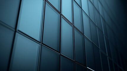Poster - Abstract geometric wall pattern in dark blue tones for modern minimalist architectural decor : Generative AI