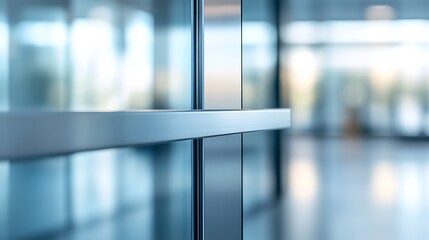 Aufkleber - Sleek Glass Door Handle in Bright Contemporary Office Environment : Generative AI