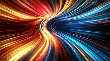 Fototapete - Vivid swirling colorful light trails in motion depicting energy and futuristic design : Generative AI