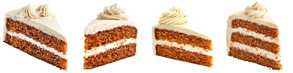 Delicious carrot cake slices with creamy frosting and grated carrots