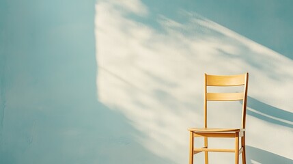 Poster - Empty Chair and Clean Dining Table Casting Soft Shadows in a Serene Setting