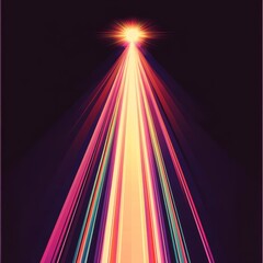 Poster - Bright Rays of Colorful Light Emanate From a Central Point in Dark Background, Creating an Abstract Radiant Effect