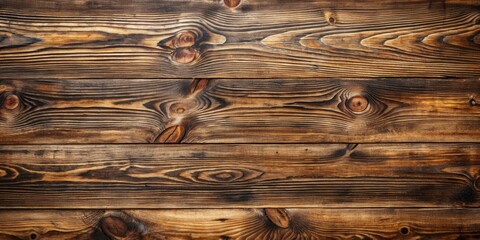 Aufkleber - Rustic Brown Wooden Planks Background Texture with Knots and Grain