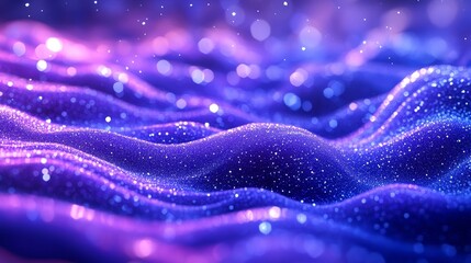 Poster - Hypnotic Shimmering Waves Illuminated by Purple and Blue Lights Create a Mesmerizing Effect in a Tranquil Setting