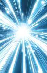 Poster - Bright Burst of Blue Light Radiating Outward in All Directions Creating a Dynamic and Vibrant Visual Effect in a Dark Background