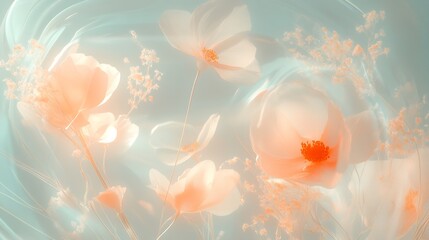 Poster - Whimsical Pastel Floral Arrangement with Soft Textures and Dreamlike Elements : Generative AI