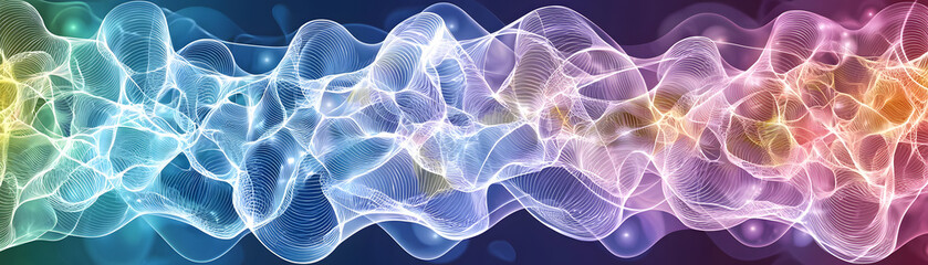 Poster - Dynamic waves of light abstract art digital illustration modern aesthetics colorful patterns visual concept