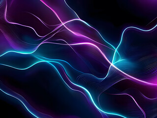 Poster - Dynamic light waves abstract digital art visual composition dark background futuristic concept
