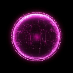 Aufkleber - Digital Sphere of Interconnected Data Points Glowing in Vibrant Pink Against a Dark Background, Showcasing Futuristic Technology and Digital Networks