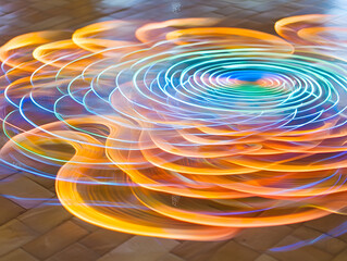 Poster - colorful light patterns from spinning led toy indoor space photography creative environment close-up