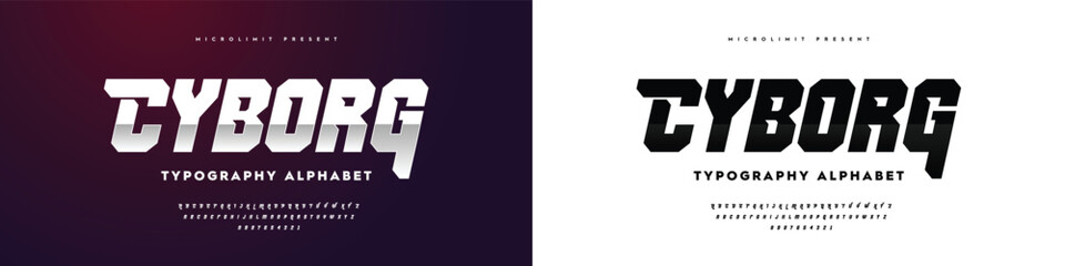 Poster - cyborg: futuristic sport italic font. typeface urban style fonts for technology, digital, movie, log