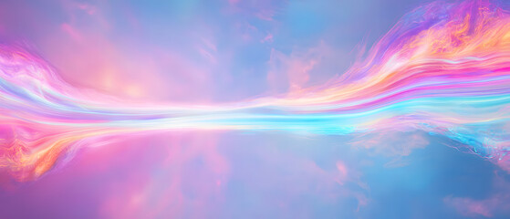 Poster - Vibrant colorful abstract waves digital art contemporary bright fluid motion modern aesthetic