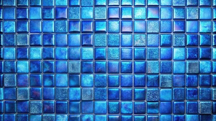 Poster - Deep Blue Mosaic Tile Wall Texture A Seamless Pattern of Small, Square Tiles with a Distinctive Textured Surface