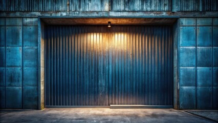 Aufkleber - Illuminated Industrial Roll-Up Door and Metal Walls at Night