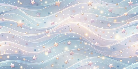 Poster - Pastel Starry Swirls A Dreamy Background of Soft Hues and Glimmering Celestial Shapes