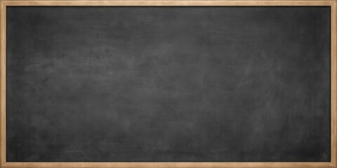Poster - Empty dark slate blackboard with light wood frame ready for your message