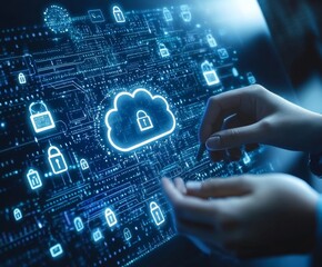 Aufkleber - Protecting Digital Data With Secure Cloud Technology and Encryption in a Modern Technology Setup