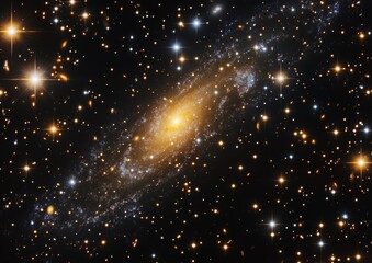 Poster - Stunning View of a Distant Galaxy Illuminated by Countless Stars in a Dark Cosmic Expanse