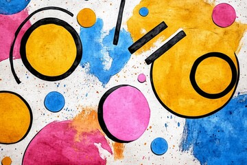 A watercolor of a vision board filled with abstract shapes and vibrant splashes of color, symbolizing creative goal setting