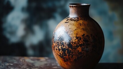 Poster - Artistic pottery vase with unique glaze studio still life indoor close-up creative design inspiration