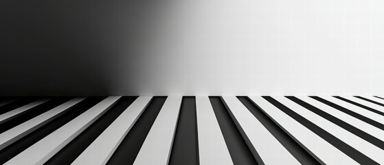 Poster - Abstract graphic art creating optical illusions with minimalist black and white lines