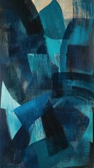 Poster - Dynamic teal and navy brushstrokes on dark texture a contemporary artistic expression