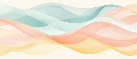 Poster - Soft pastel waves nostalgic retro digital art for a tranquil home aesthetic