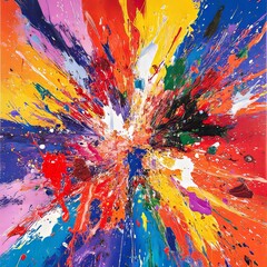 Poster - Vibrant Abstract Art Splatters Colorfully Across the Canvas, Capturing a Burst of Creativity and Energy in a Dynamic Explosion of Hues