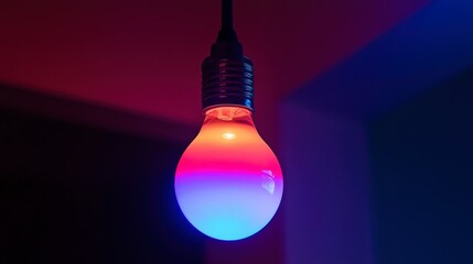 Aufkleber - Illuminating led lightbulb glows in dark room captivating atmosphere indoor setting artistic viewpoint