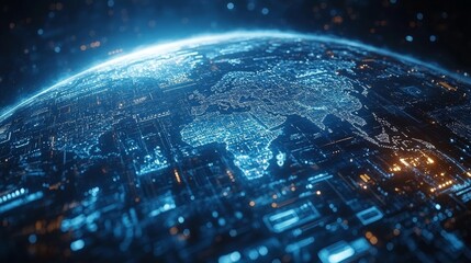 Poster - Exploration of Earth From Space Showcasing Illuminated Cities and Vibrant Landscapes at Night With Stunning Digital Effects