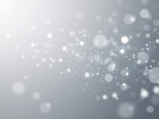 Abstract network of glowing dots and lines on a grey background, representing digital connections.