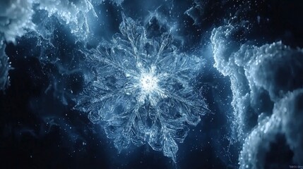Poster - Frozen exhalation artwork abstract art digital rendering ethereal atmosphere close-up view hyperdetailed visualization