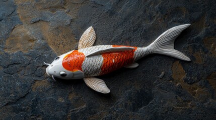 Poster - Artistic koi fish sculpture studio setting decorative piece contemporary design close-up craftsmanship showcase