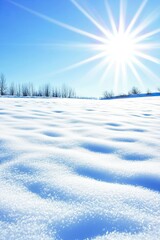 Aufkleber - Winter Solstice Brings Soft Sunlight Over a Serene Snowy Landscape in a Quiet Meadow
