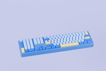 Fototapete - 3d Mechanical Keyboard icon. Computer device equipment concept. Keyboard mechanical gaming concept. Minimal Cartoon keyboard computer technology icon isolated on transparent background. 3d render.