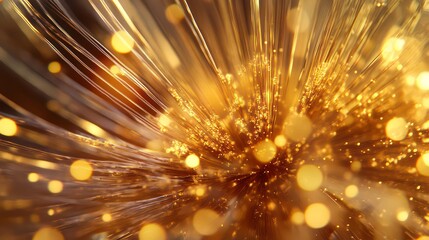 Poster - Abstract Golden Light Burst with Bokeh and Lines