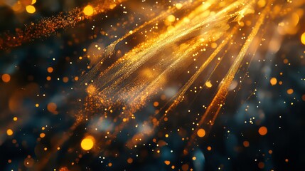 Poster - Abstract Golden Light Burst with Bokeh and Lines
