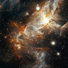 Poster - vibrant cosmic nebula displaying brilliant stars and intricate gas formations in the vastness of spa