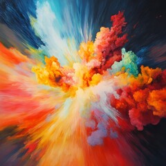 Poster - colorful explosion of hues in abstract artwork showcasing dynamic movement and vibrant patterns in a