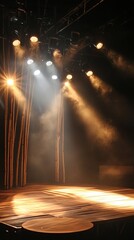 Poster - Stage Illuminated by Powerful Lighting Effects and Smoke During a Performance in a Theater Setting at Night
