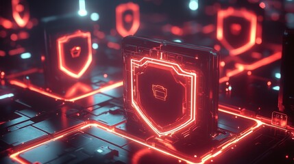 Aufkleber - Cyber insurance protection concept digital network graphic design futuristic environment abstract viewpoint