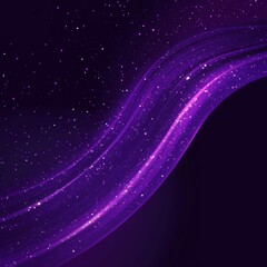 Poster - Cosmic Purple Wave Gliding Through a Starry Night Sky With Shimmering Stars and Glowing Particles Creating a Mesmerizing Celestial Atmosphere