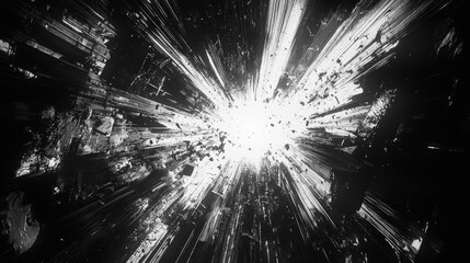 Poster - Spectacular light explosion cosmic event abstract imagery dark space central perspective visual impact for seo