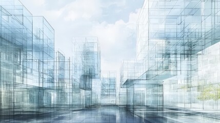 Aufkleber - Transparent cityscape with innovative spa designs urban environment architectural concept aesthetic viewpoint