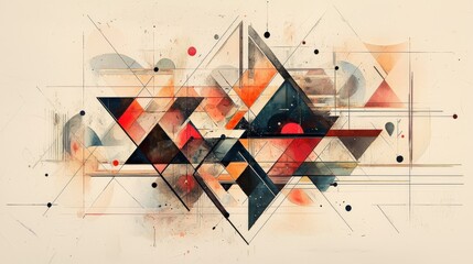 Poster - Dynamic geometric composition of vibrant shapes abstract art modern gallery colorful environment artistic perspective