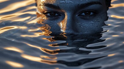 Aufkleber - Ghostly reflection of a face in water ethereal imagery serene environment conceptual art captivating viewpoint