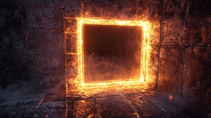 Aufkleber - Flickering square portal mysterious realm digital art dark environment mystical viewpoint enigmatic concept