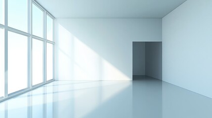 Poster - Minimalist room with dissolving walls modern architecture interior design bright environment open view serenity concept